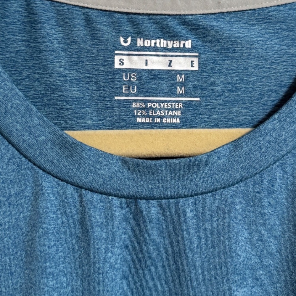 Northyard Mens Performance T-Shirt Heather Blue‎ Short Sleeve Athletic Size M - Picture 2 of 6